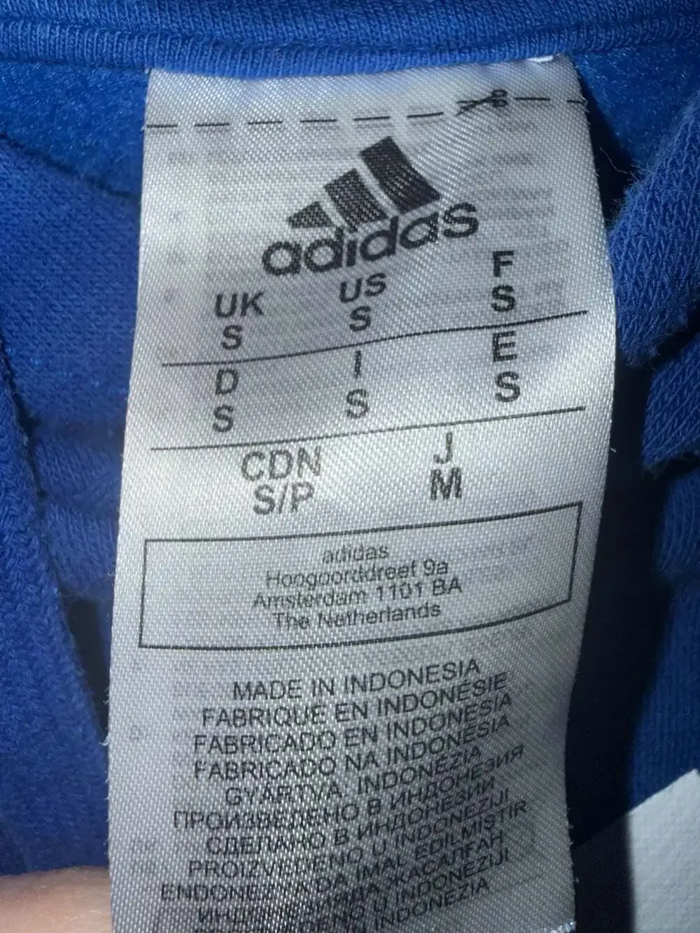 Adidas Blue White Logo 3-Stripe Pullover Hoodie Size Small